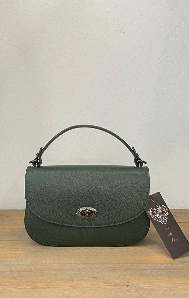 BOLSO VERDE DE PIEL GRABADA